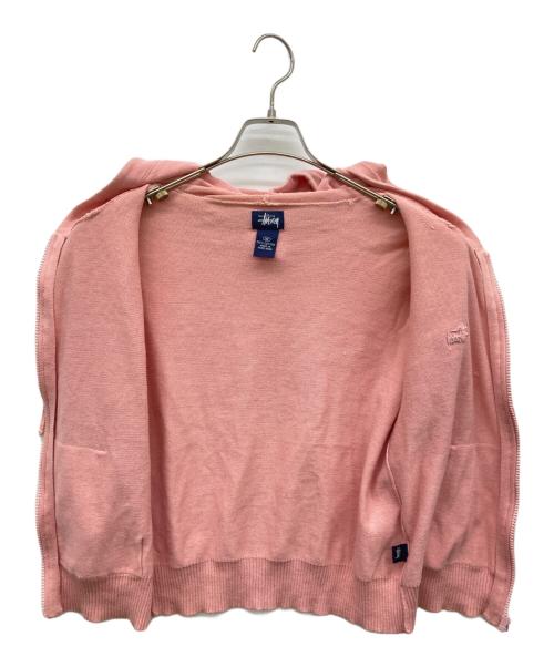 stussy（ステューシー）stussy (ステューシー) 半袖ニットジップパーカー 紺タグ ピンク サイズ:Mの古着・服飾アイテム