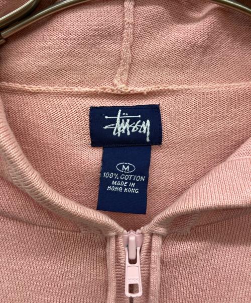 stussy（ステューシー）stussy (ステューシー) 半袖ニットジップパーカー 紺タグ ピンク サイズ:Mの古着・服飾アイテム