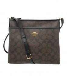 COACH（コーチ）の古着「シグネチャー柄レディースショルダーバッグ」｜ブラウン