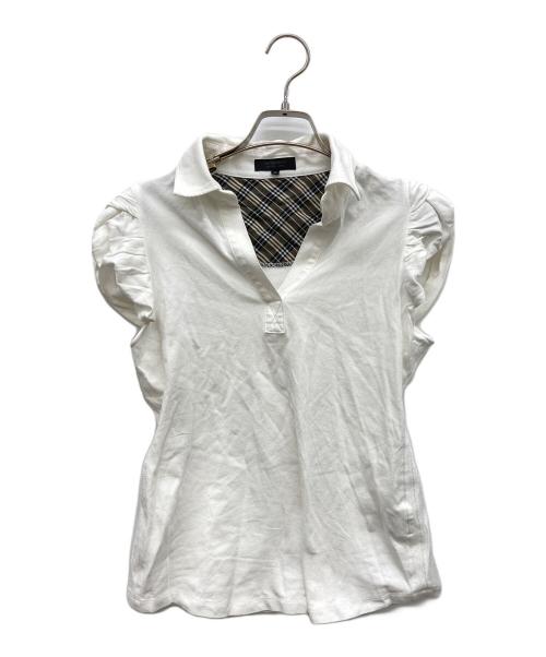 BURBERRY BLACK LABEL（バーバリーブラックレーベル）BURBERRY BLACK LABEL (バーバリーブラックレーベル) フレンチスリーブブラウス ホワイト サイズ:40の古着・服飾アイテム