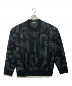 EMPORIO ARMANIエンポリオ アルマーニ）の古着「オールオーバージャカードロゴニット」｜ブラック