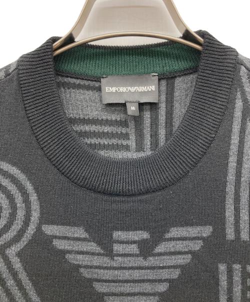 EMPORIO ARMANI（エンポリオ アルマーニ）EMPORIO ARMANI (エンポリオ アルマーニ) オールオーバージャカードロゴニット ブラック サイズ:EU Mの古着・服飾アイテム