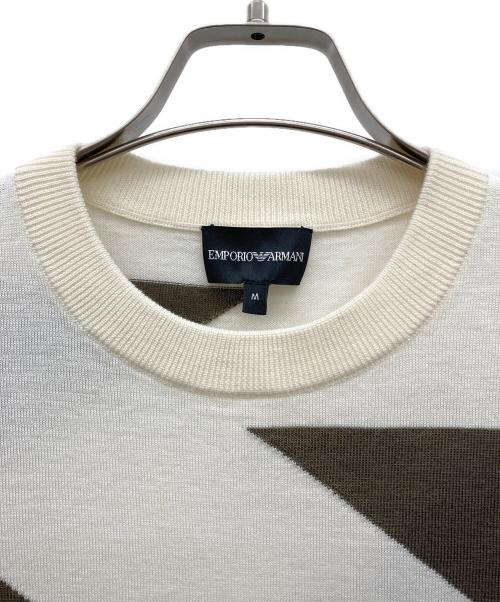 EMPORIO ARMANI（エンポリオ アルマーニ）EMPORIO ARMANI (エンポリオ アルマーニ) 幾何学模様クルーネックセーター アイボリー サイズ:EU Mの古着・服飾アイテム