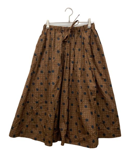 LE GLAZIK（ル グラジック）LE GLAZIK (ル グラジック) バティック タックギャザースカート ブラウン サイズ:36の古着・服飾アイテム