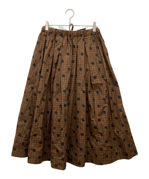 LE GLAZIK（ル グラジック）LE GLAZIK (ル グラジック) バティック タックギャザースカート ブラウン サイズ:36の古着・服飾アイテム