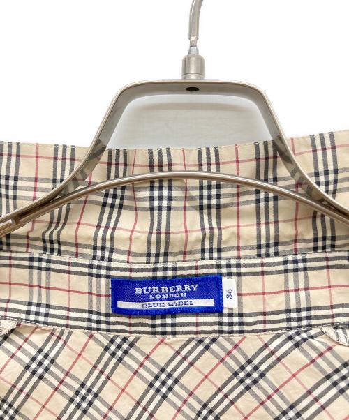 BURBERRY BLUE LABEL（バーバリー ブルー レーベル）BURBERRY BLUE LABEL (バーバリー ブルー レーベル) マイクロノバチェック柄スキッパーノースリーブシャツ ベージュ サイズ:36の古着・服飾アイテム