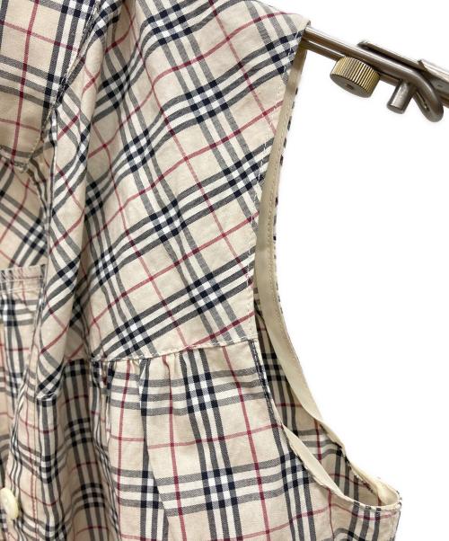 BURBERRY BLUE LABEL（バーバリー ブルー レーベル）BURBERRY BLUE LABEL (バーバリー ブルー レーベル) マイクロノバチェック柄スキッパーノースリーブシャツ ベージュ サイズ:36の古着・服飾アイテム