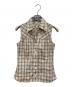 BURBERRY BLUE LABEL（バーバリー ブルー レーベル）の古着「マイクロノバチェック柄スキッパーノースリーブシャツ」｜ベージュ