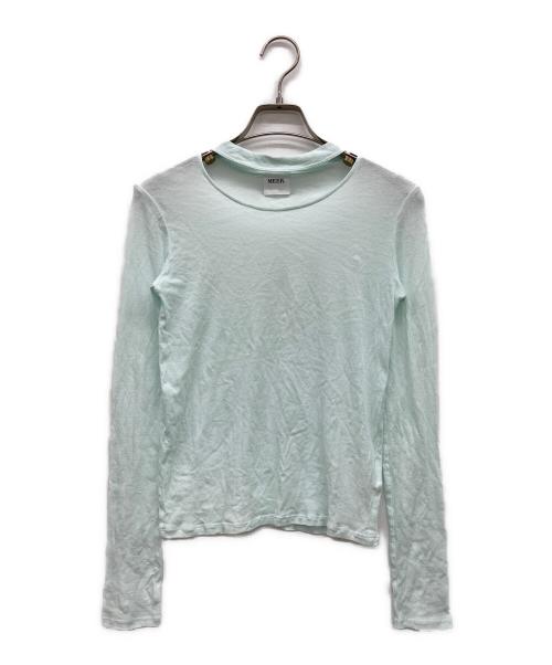 meer.（メーア）MEER. (メーア) ネックスリットシアートップス スカイブルー サイズ:Fの古着・服飾アイテム