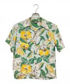 Peters of Californiaピーターズ オブ カリフォルニア）の古着「40s アロハシャツ ロングポイント」｜アイボリー×グリーン