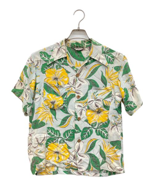 Peters of California（ピーターズ オブ カリフォルニア）Peters of California (ピーターズ オブ カリフォルニア) 40s アロハシャツ ロングポイント アイボリー×グリーン サイズ:Sの古着・服飾アイテム