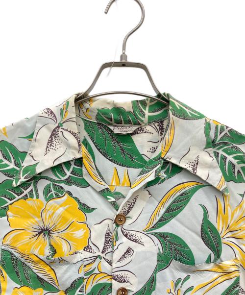 Peters of California（ピーターズ オブ カリフォルニア）Peters of California (ピーターズ オブ カリフォルニア) 40s アロハシャツ ロングポイント アイボリー×グリーン サイズ:Sの古着・服飾アイテム