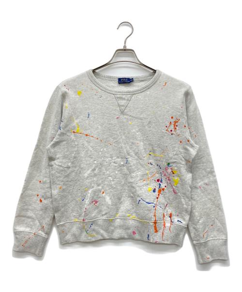 POLO RALPH LAUREN（ポロ・ラルフローレン）POLO RALPH LAUREN (ポロ・ラルフローレン) ペンキ加工Vネックスウェット グレー サイズ:Mの古着・服飾アイテム