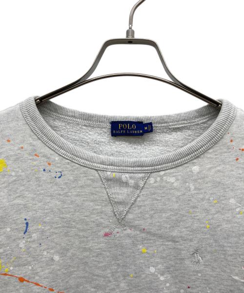 POLO RALPH LAUREN（ポロ・ラルフローレン）POLO RALPH LAUREN (ポロ・ラルフローレン) ペンキ加工Vネックスウェット グレー サイズ:Mの古着・服飾アイテム