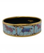 HERMESエルメス）の古着「Enamel Printed Wide Horse Riding Motif Bracelet」｜スカイブルー