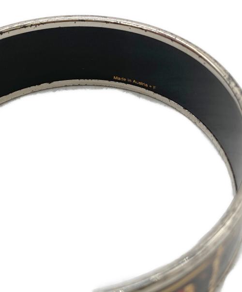 HERMES（エルメス）HERMES (エルメス) Enamel Printed Wide Horse Riding Motif Bracelet ブラックの古着・服飾アイテム