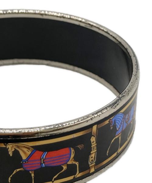 HERMES（エルメス）HERMES (エルメス) Enamel Printed Wide Horse Riding Motif Bracelet ブラックの古着・服飾アイテム