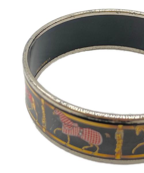 HERMES（エルメス）HERMES (エルメス) Enamel Printed Wide Horse Riding Motif Bracelet ブラックの古着・服飾アイテム