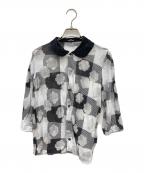 tricot COMME des GARCONSトリココムデギャルソン）の古着「花柄コットンポリシャツ」｜ホワイト×ブラック