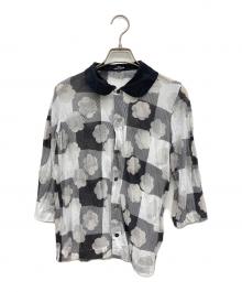 tricot COMME des GARCONS（トリココムデギャルソン）の古着「花柄コットンポリシャツ」｜ホワイト×ブラック