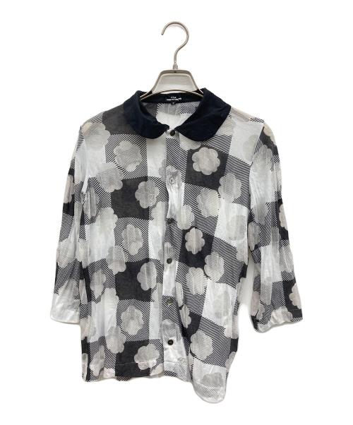 tricot COMME des GARCONS（トリココムデギャルソン）tricot COMME des GARCONS (トリココムデギャルソン) 花柄コットンポリシャツ ホワイト×ブラック サイズ:Sの古着・服飾アイテム