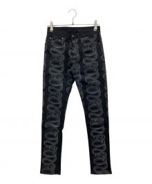 Hysteric Glamour（ヒステリックグラマー）の古着「SNAKE LOOP柄スキニーパンツ」｜ブラック