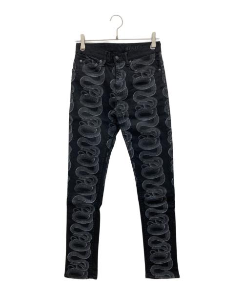 Hysteric Glamour（ヒステリックグラマー）Hysteric Glamour (ヒステリックグラマー) SNAKE LOOP柄スキニーパンツ ブラック サイズ:26の古着・服飾アイテム