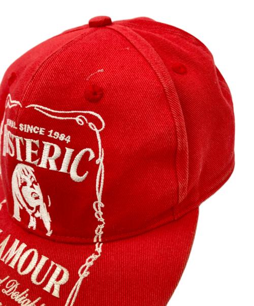 Hysteric Glamour（ヒステリックグラマー）Hysteric Glamour (ヒステリックグラマー) HYS WHISKY刺繍 キャップ レッド サイズ:FREEの古着・服飾アイテム