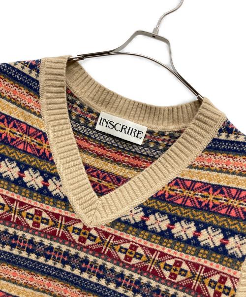 INSCRIRE（アンスクリア）INSCRIRE (アンスクリア) Fairisle V Neck Vest ブラウン サイズ:Ｆの古着・服飾アイテム