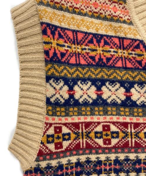 INSCRIRE（アンスクリア）INSCRIRE (アンスクリア) Fairisle V Neck Vest ブラウン サイズ:Ｆの古着・服飾アイテム