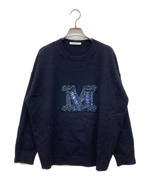 MaxMara（マックスマーラ）MaxMara (マックスマーラ) VICOLO ビジューウールカシミヤニット ネイビー サイズ:Mの古着・服飾アイテム