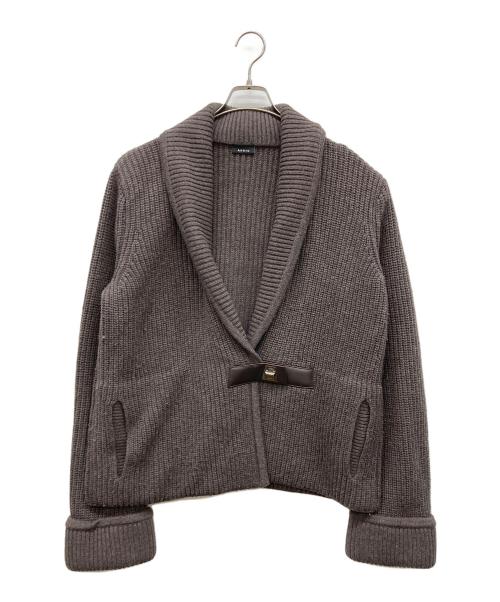 AKRIS（アクリス）AKRIS (アクリス) カシミヤショールカラーニットジャケット グレー サイズ:なしの古着・服飾アイテム