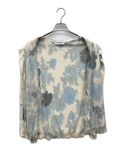 LEONARD PARIS（レオナール パリ）LEONARD PARIS (レオナール パリ) 花柄カーディガン アイボリー×グリーン サイズ:Ｌの古着・服飾アイテム
