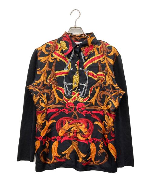HERMES（エルメス）HERMES (エルメス) 長袖ポロシャツ レッド×ブラック サイズ:Mの古着・服飾アイテム