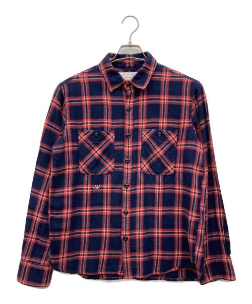 NEIGHBORHOOD（ネイバーフッド）NEIGHBORHOOD (ネイバーフッド) LUMBERS / C-SHIRT.LS ネイビー×レッド サイズ:SMALL REGULARの古着・服飾アイテム