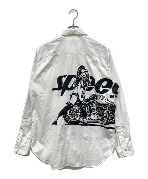 Hysteric Glamour（ヒステリックグラマー）Hysteric Glamour (ヒステリックグラマー) SPEEDSTER レギュラーカラーシャツ ホワイト サイズ:Mの古着・服飾アイテム