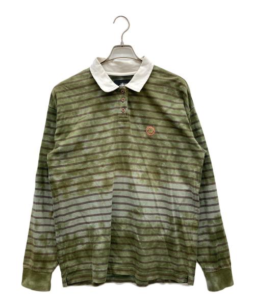 stussy（ステューシー）stussy (ステューシー) 長袖ポロシャツ グリーン サイズ:Mの古着・服飾アイテム