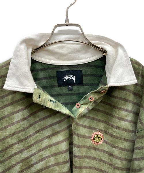 stussy（ステューシー）stussy (ステューシー) 長袖ポロシャツ グリーン サイズ:Mの古着・服飾アイテム