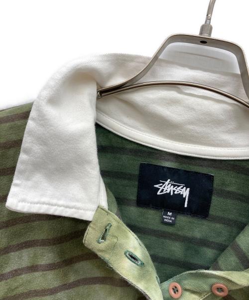 stussy（ステューシー）stussy (ステューシー) 長袖ポロシャツ グリーン サイズ:Mの古着・服飾アイテム