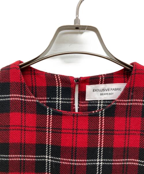 BEAMS BOY（ビームスボーイ）BEAMS BOY (ビームスボーイ) ポリエステル チェック ノースリーブ ワンピース レッド サイズ:なしの古着・服飾アイテム