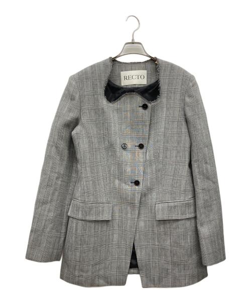 RECTO（レクト）RECTO (レクト) SIGNATURE CURVED NECK GLEN CHECK JACKET グレー サイズ:Mの古着・服飾アイテム