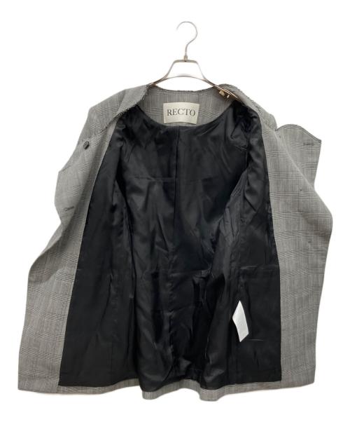 RECTO（レクト）RECTO (レクト) SIGNATURE CURVED NECK GLEN CHECK JACKET グレー サイズ:Mの古着・服飾アイテム