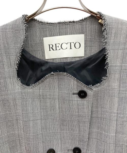 RECTO（レクト）RECTO (レクト) SIGNATURE CURVED NECK GLEN CHECK JACKET グレー サイズ:Mの古着・服飾アイテム