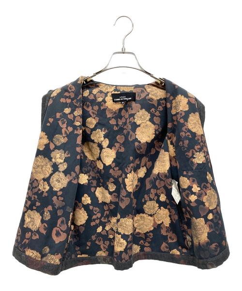 tricot COMME des GARCONS（トリココムデギャルソン）tricot COMME des GARCONS (トリココムデギャルソン) 丸襟花柄ウールジャケット グレー サイズ:Mの古着・服飾アイテム