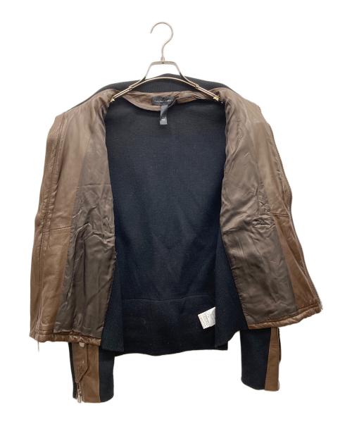 RALPH LAUREN（ラルフローレン）RALPH LAUREN (ラルフローレン) レザー切替ニットジャケット カーキ×ブラック サイズ:Ｌの古着・服飾アイテム
