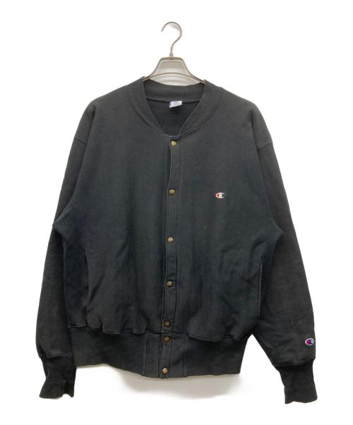 Champion（チャンピオン）Champion (チャンピオン) 90s スナップカーディガン 刺繍タグ  ブラック サイズ:LARGEの古着・服飾アイテム