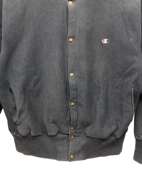 Champion（チャンピオン）Champion (チャンピオン) 90s スナップカーディガン 刺繍タグ  ブラック サイズ:LARGEの古着・服飾アイテム