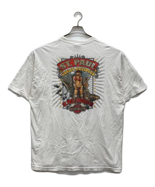 HARLEY-DAVIDSON（ハーレーダビッドソン）HARLEY-DAVIDSON (ハーレーダビッドソン) プリントTシャツ ホワイト サイズ:2X-LARGEの古着・服飾アイテム