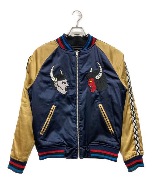 PUNK DRUNKERS（パンクドランカーズ）PUNK DRUNKERS (パンクドランカーズ) リバーシブルスカジャン ネイビー×イエロー サイズ:Mの古着・服飾アイテム