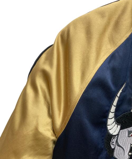 PUNK DRUNKERS（パンクドランカーズ）PUNK DRUNKERS (パンクドランカーズ) リバーシブルスカジャン ネイビー×イエロー サイズ:Mの古着・服飾アイテム
